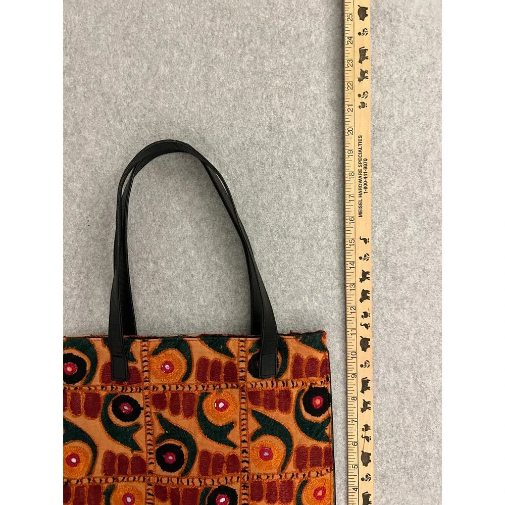 Chico's Orange Embroidered Handbag Tote Purse Boho Shoulder Bag Casual‎ Chic